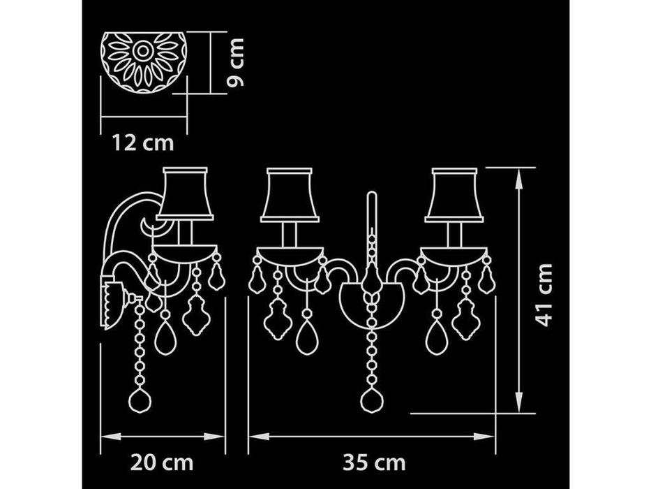 Osgona бра 2x40W E14 (коньяк, черный хром, беж) Nativo