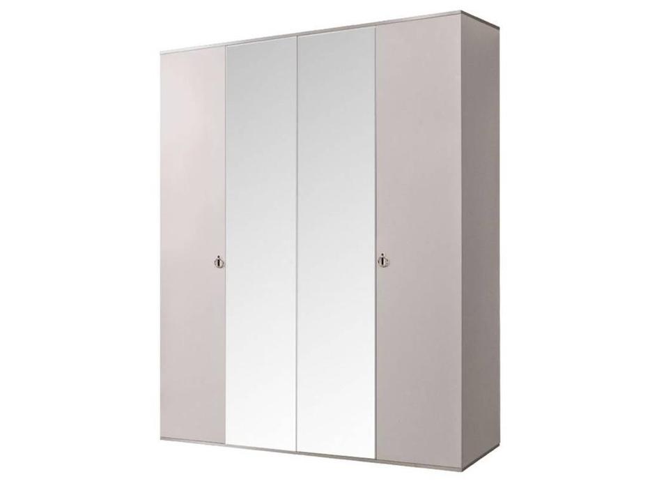 ЯМ шкаф 4-х дверный с зеркалами (слоновая кость, серебро) Римини