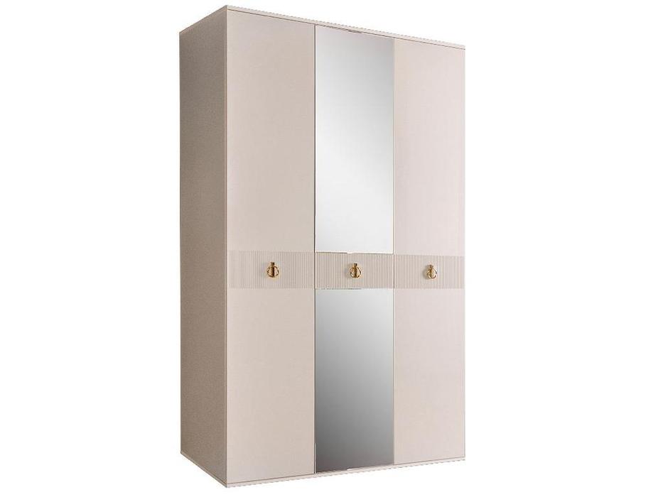 ЯМ шкаф 3 дверный с зеркалом (слоновая кость) Римини Соло