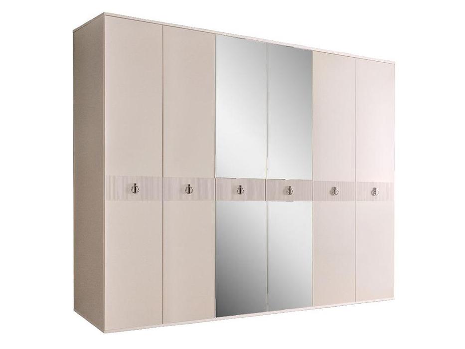 ЯМ шкаф 6 дверный с зеркалами (слоновая кость) Римини Соло