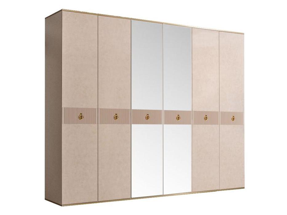 ЯМ шкаф 6 дверный с зеркалами (слоновая кость) Римини Соло