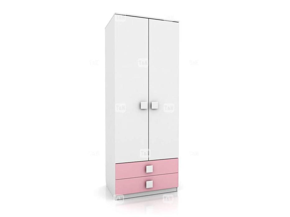 Tomyniki шкаф 2-х дверный с 2-мя ящиками (розовый, салатовый, голубой, цвет дуба) Tommy