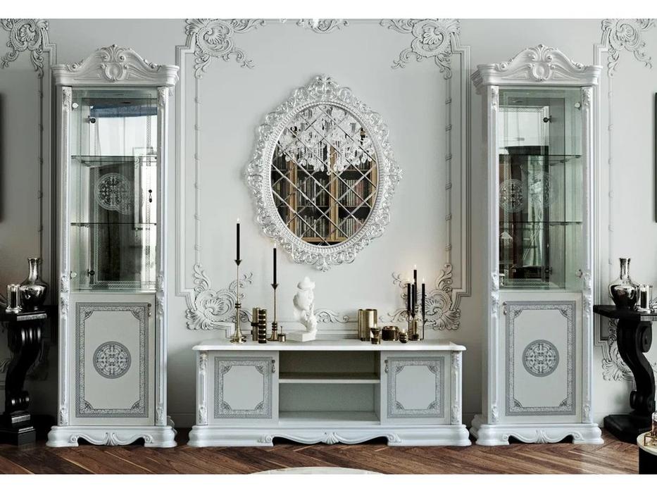 Dia тумба под телевизор ТВ (белый, серебро) Грация