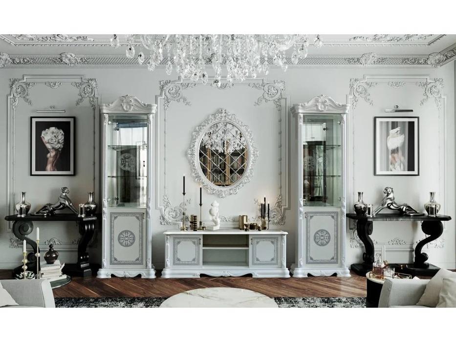 Dia тумба под телевизор ТВ (белый, серебро) Грация