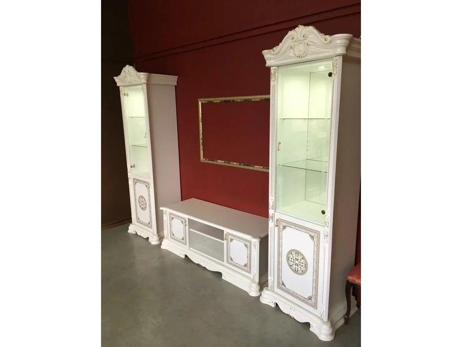 Dia тумба под телевизор ТВ (белый, золото) Грация