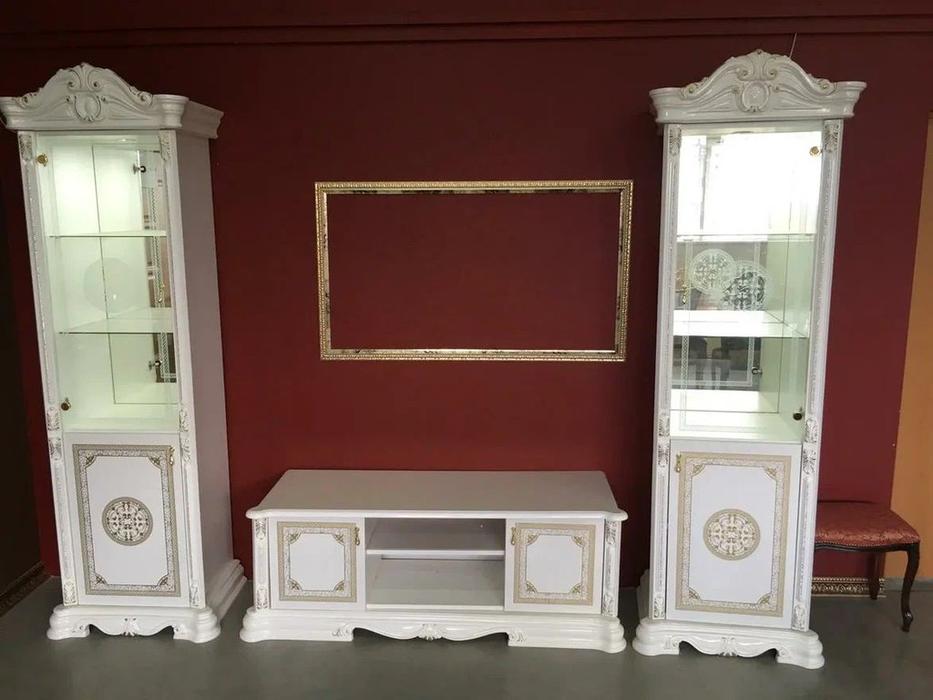 Dia тумба под телевизор ТВ (белый, золото) Грация