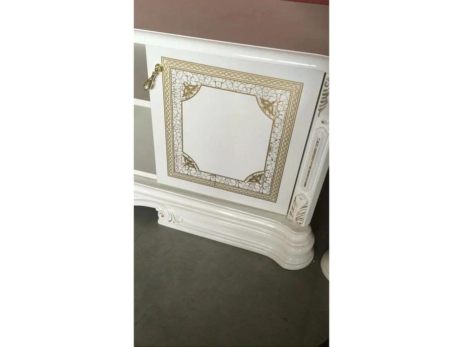 Dia тумба под телевизор ТВ (белый, золото) Грация