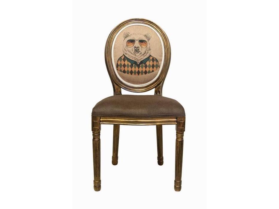 Interior стул  (коричневый, золото состаренное, бежевый) Volker