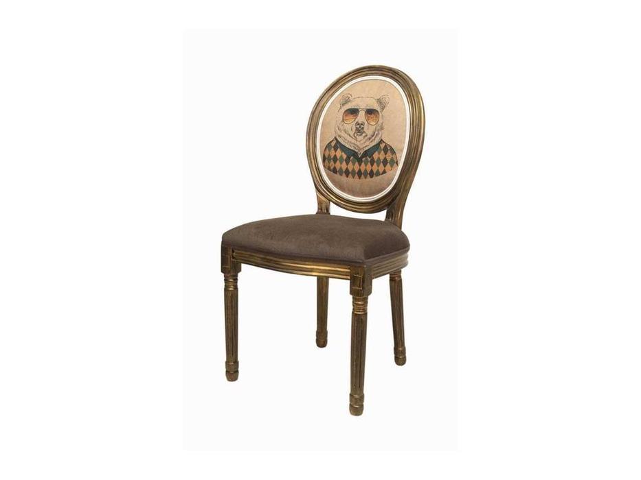 Interior стул  (коричневый, золото состаренное, бежевый) Volker