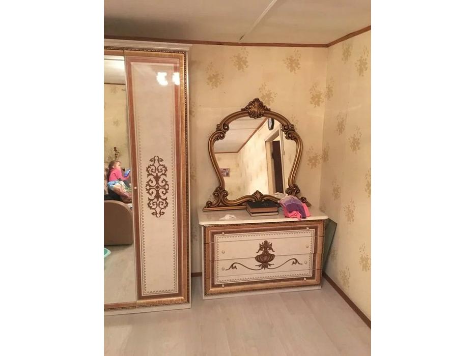 Dia комод с зеркалом  (крем, золото) Анита