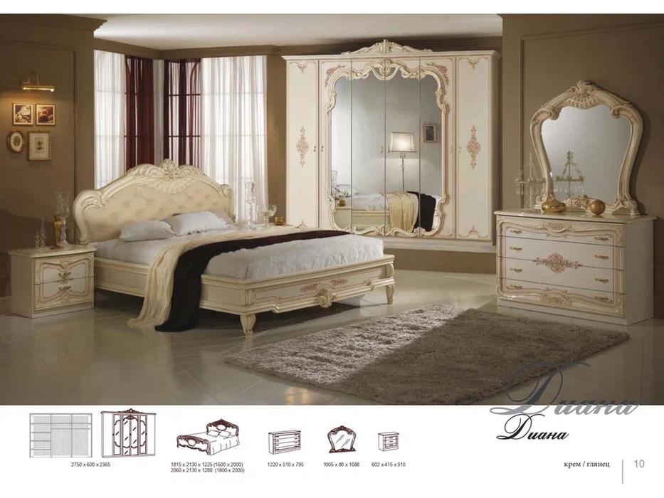 Dia комод с зеркалом  (бежевый) Диана