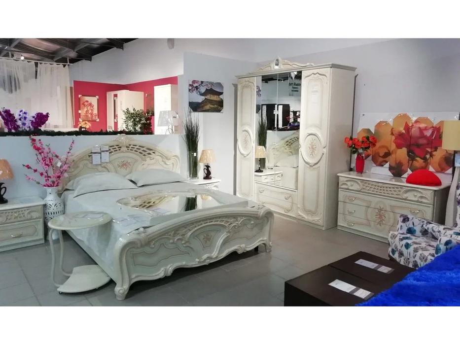 Dia шкаф 4-х дверный с зеркалами (бежевый) Роза