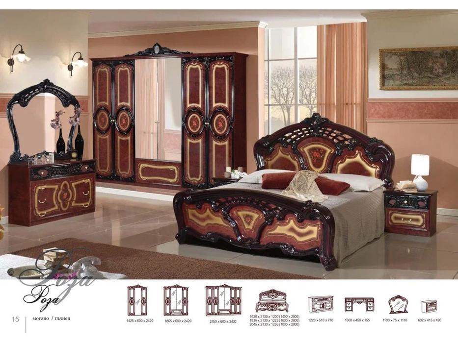 Dia шкаф 6 дверный с зеркалами (могано) Роза