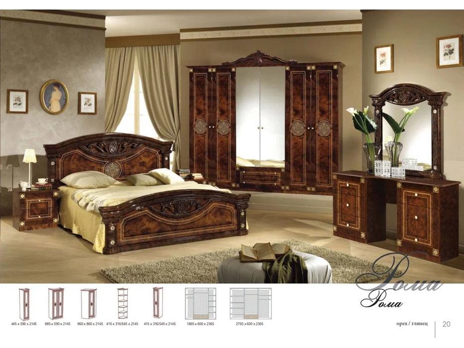 Dia шкаф 6 дверный  (орех) Рома