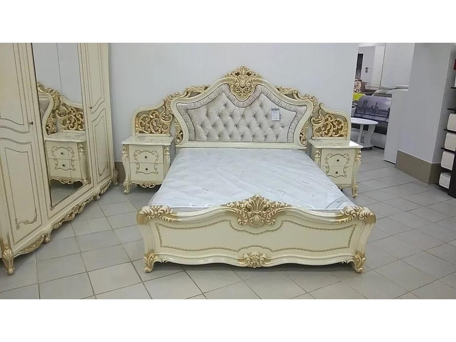 Dia кровать двуспальная 180х200 с п/механизмом (крем, золото) Джоконда