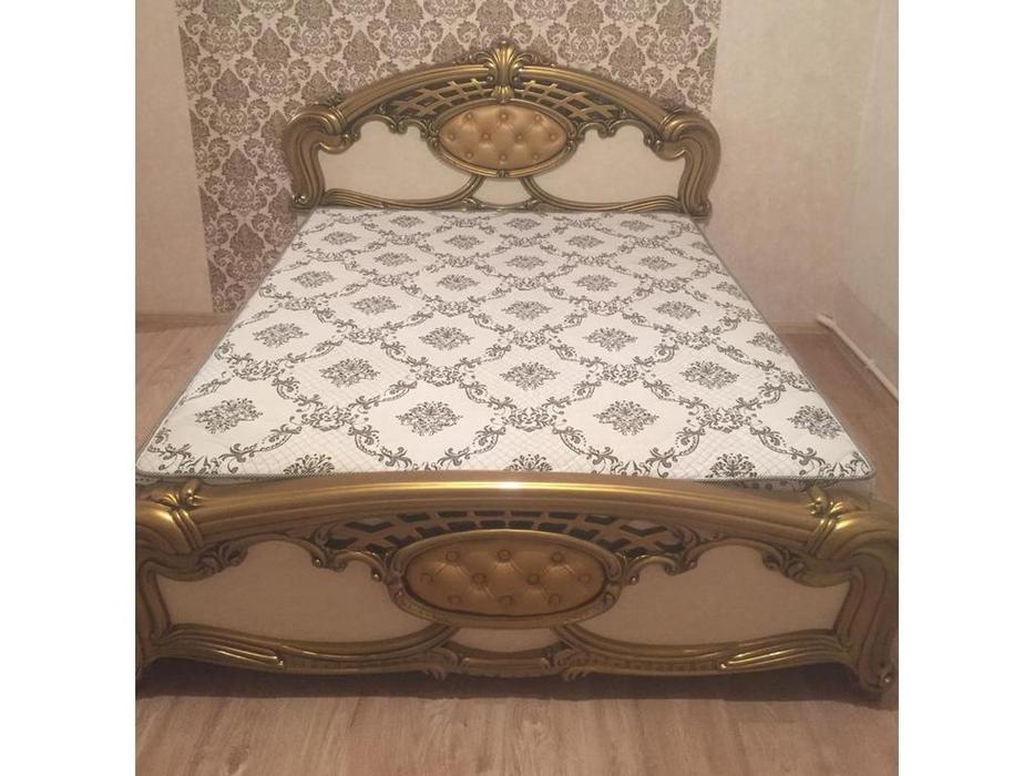 Dia кровать двуспальная 160х200 (беж, золото матовое) Ольга