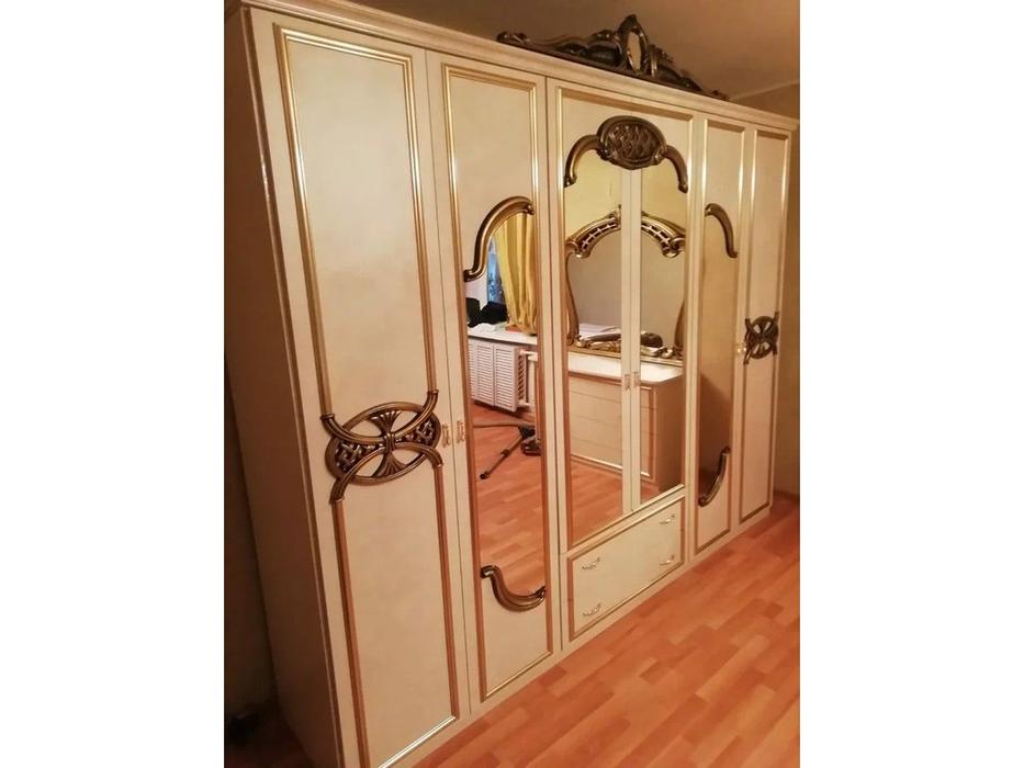 Dia шкаф 6 дверный  (беж, золото матовое) Ольга