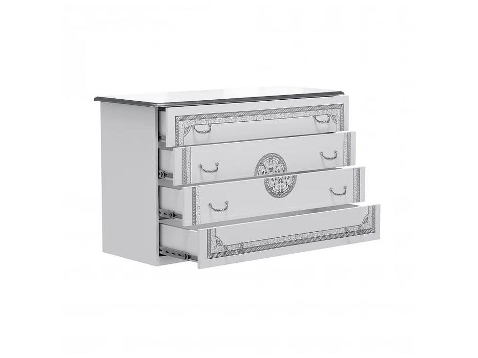 Dia комод с зеркалом  (белый, серебро) Грация