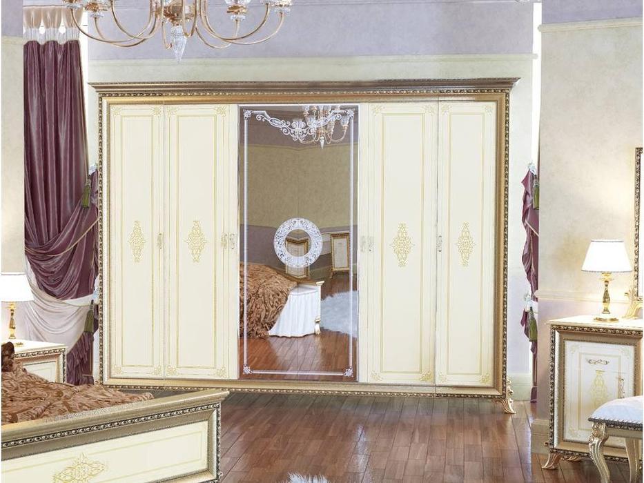Мэри шкаф 6-ти дверный  (слоновая кость) Версаль