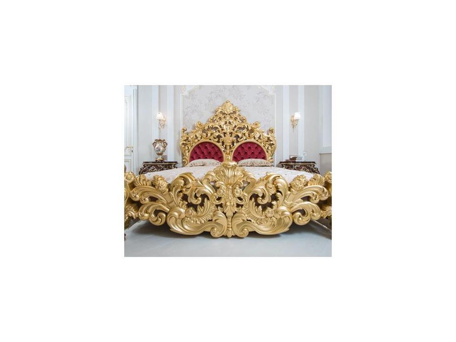 Мэри кровать двуспальная 180х200  с основанием (золото) Барокко Люкс