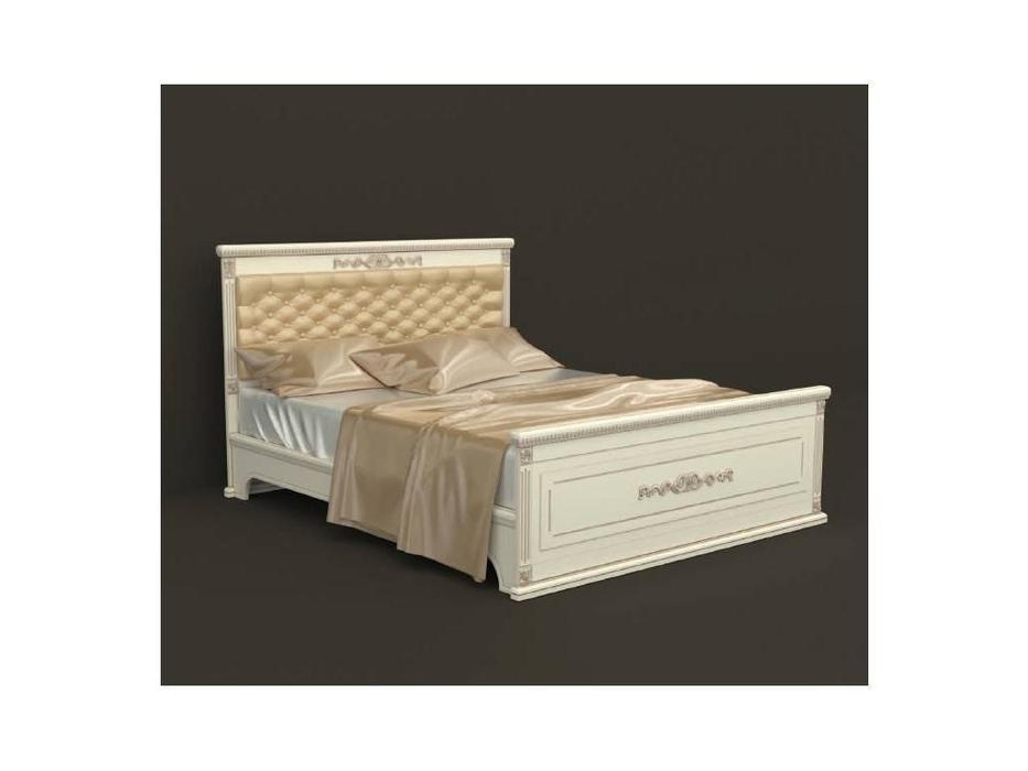 Arco кровать двуспальная 140х200 с мягк.изг-ем (беж, коричневая патина, экокожа) Decor