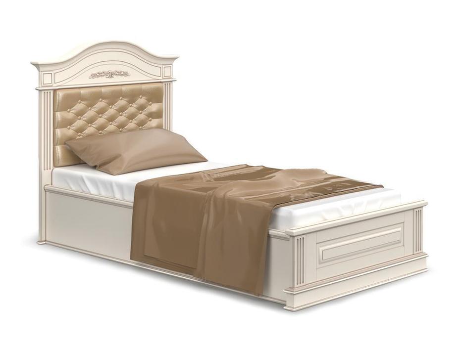 Arco кровать односпальная 90х200 с мягким изголовьем и под-м мех-м (белый, патина) Прованс