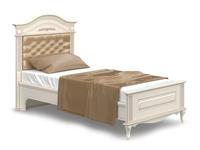 Arco кровать односпальная 90х200 с мягким изголовьем (белый, патина) Прованс