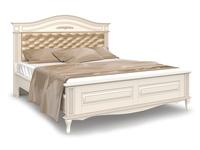 Arco кровать двуспальная 180х200 с мягким изголовьем (белый, патина) Прованс