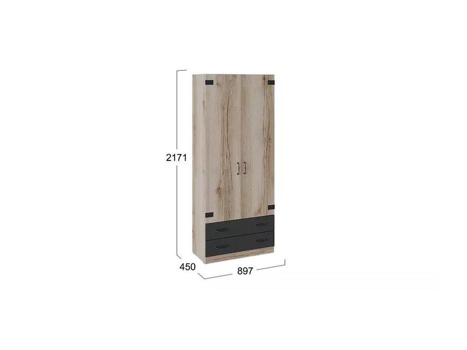 Triya шкаф 2 дверный для одежды комбинированный (дуб) Окланд