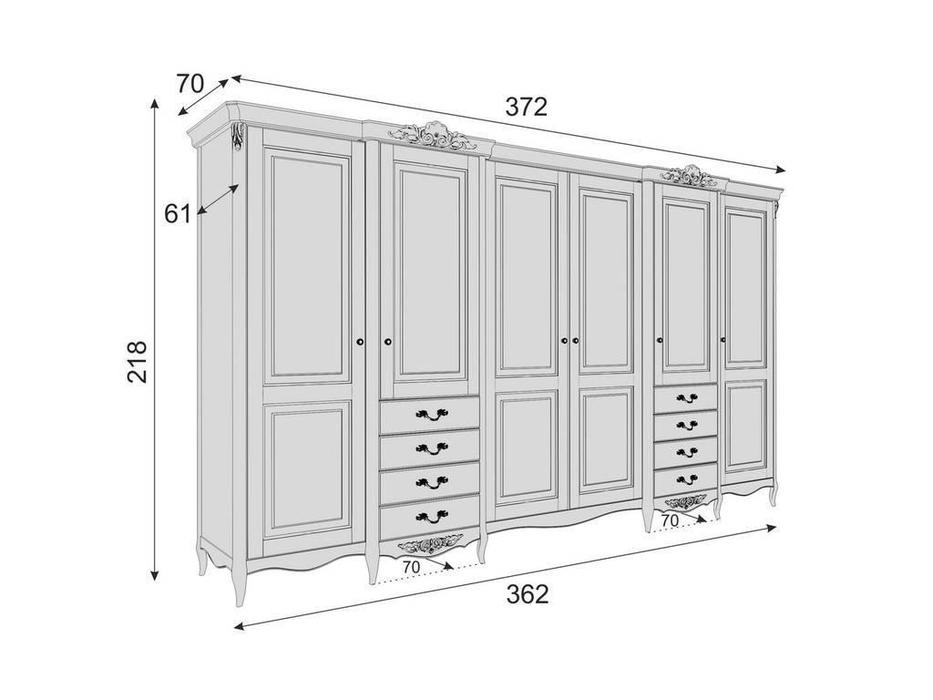 Latelier Du Meuble шкаф 6 дверный  (серо-бежевый, серебро) Atelier Home