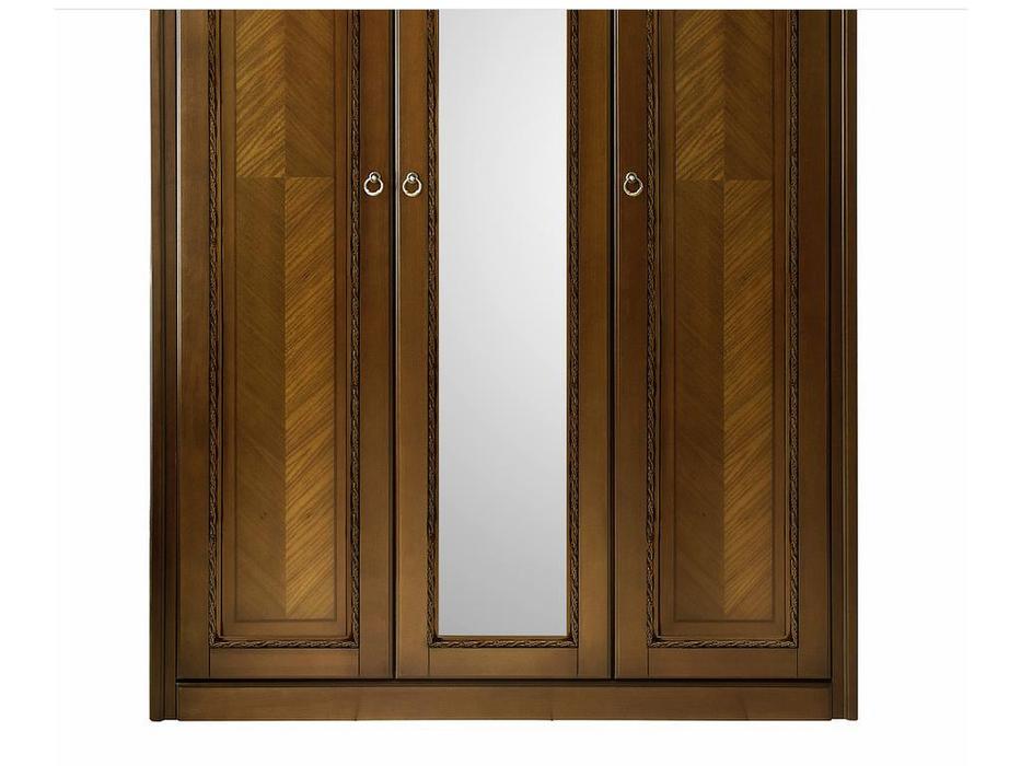 Timber шкаф 3 дверный с зеркалами (орех) Палермо