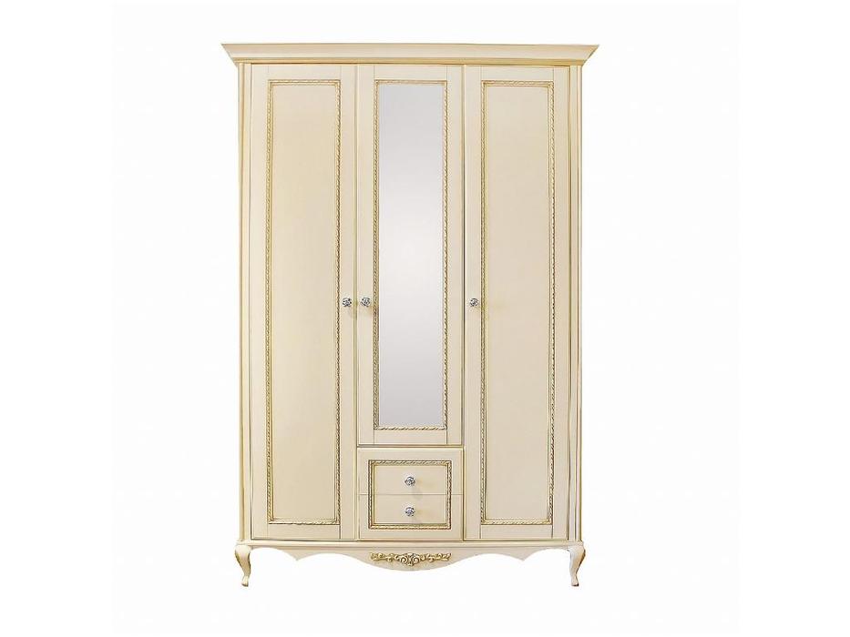 Timber шкаф 3-х дверный  (ваниль, золото) Неаполь