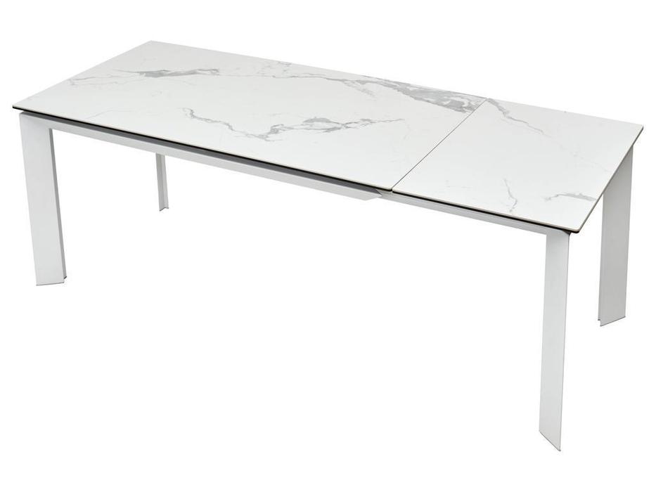 Megapolis стол обеденный раскладной (белый мрамор глянцевый, белый) Cremona
