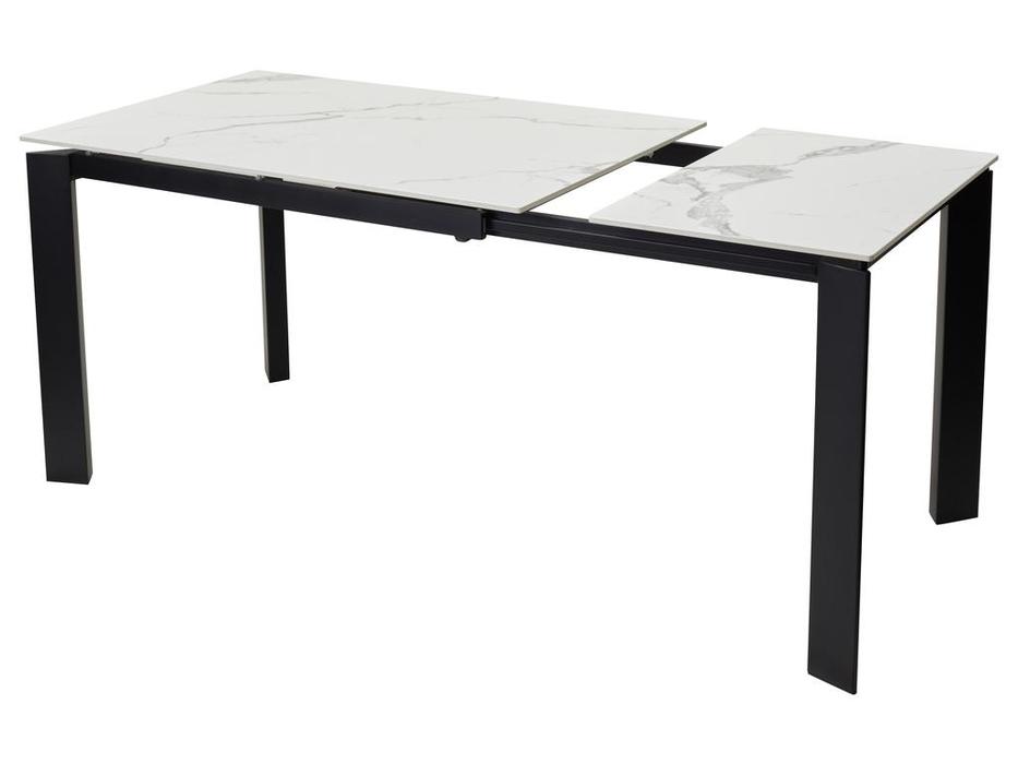 Megapolis стол обеденный раскладной (светлый мрамор, черный) Corner
