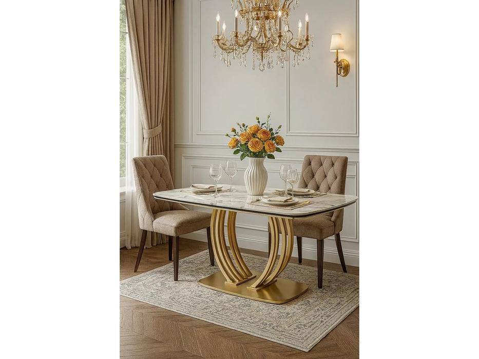 Megapolis стол обеденный раскладной (серый, золото) MATERA 160 KL-188
