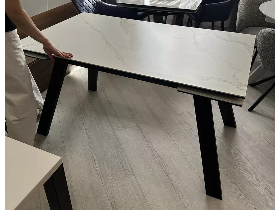 Megapolis стол обеденный раскладной, матовый (белый, черный) МОРИС-2 140
