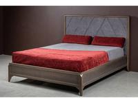 RFS кровать двуспальная 160х200 с мягким изголовьем (дуб медовый, серокоричневый) Барселона