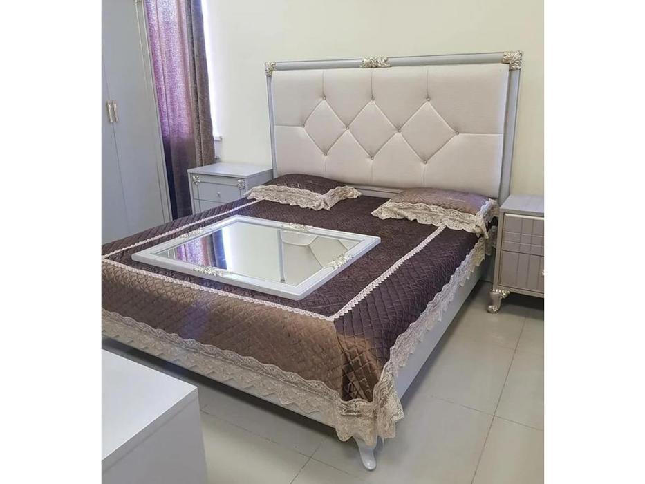 FurnitureCo кровать двуспальная  180х200 (жемчуг) Stella
