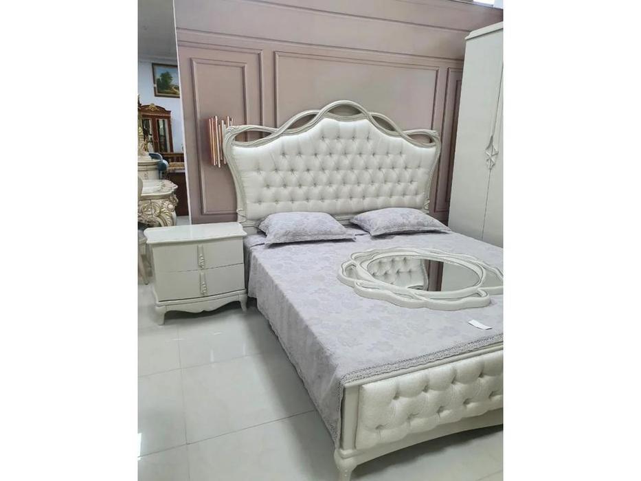 FurnitureCo кровать двуспальная 180х200 (жемчуг) Penelopa