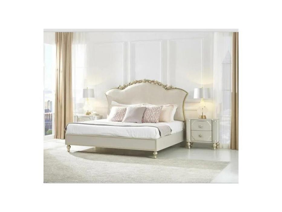 FurnitureCo кровать двуспальная 180х200 (крем) Paola