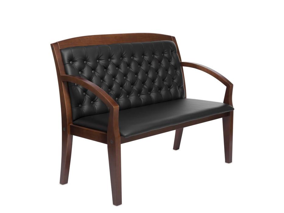 Line диван  (темный орех, кожа черная) Zurich