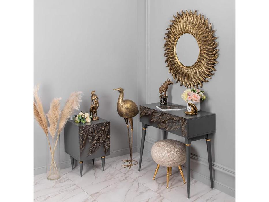 Bogacho консоль с ящиком (серый, золото) Тропик Классика