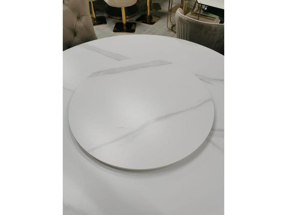 Linhai Lanzhu стол обеденный  (белый мрамор, серебро) Мелоди