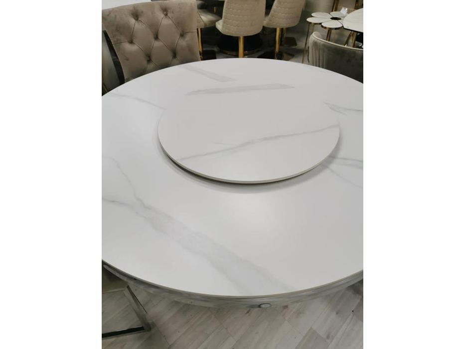 Linhai Lanzhu стол обеденный  (белый мрамор, серебро) Мелоди