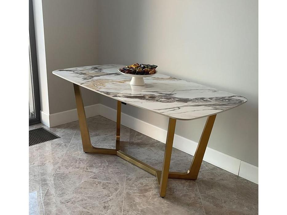 Linhai Lanzhu стол обеденный  (белый мрамор) Ланс Мат