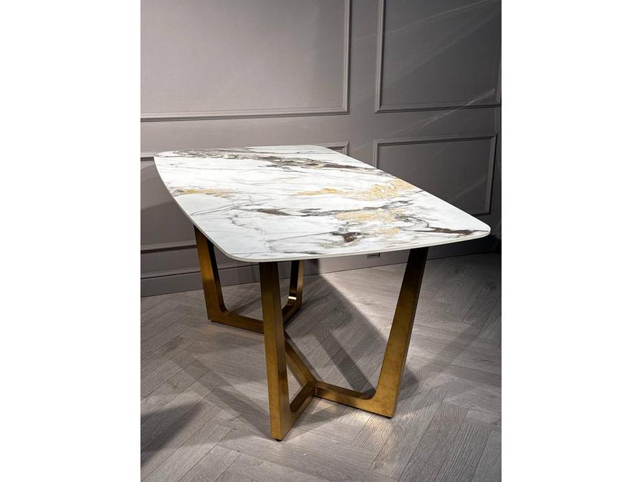 Linhai Lanzhu стол обеденный  (белый мрамор) Ланс Мат
