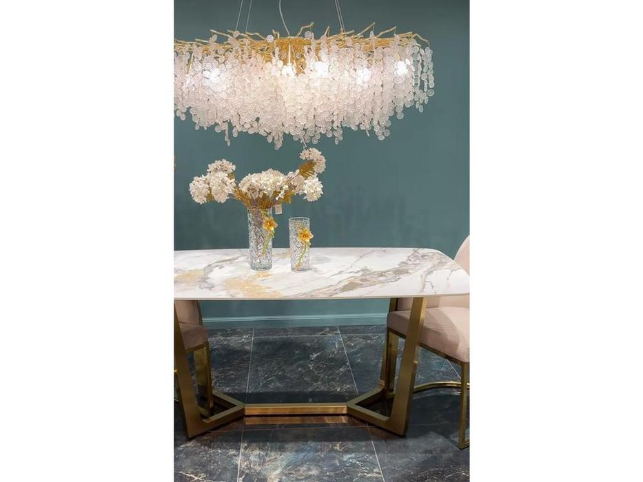 Linhai Lanzhu стол обеденный  (белый мрамор) Ланс Мат