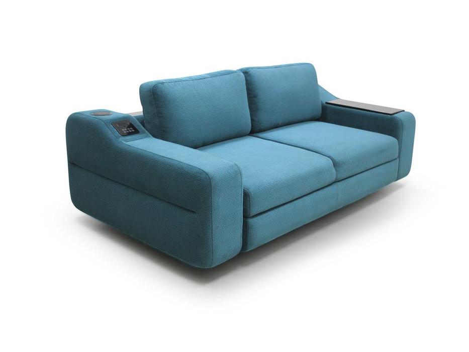 SofTime диван 3 местный раскладной с накладкой и баром (синий) Марко