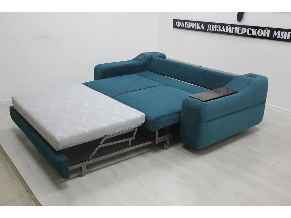 SofTime диван 3 местный раскладной с накладкой и баром (синий) Марко