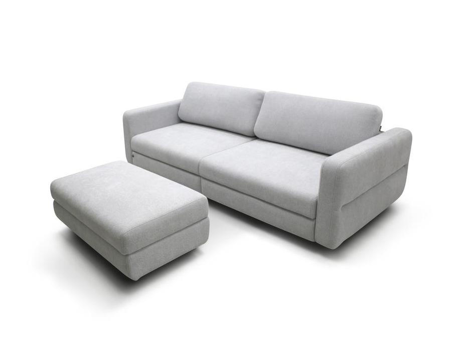 SofTime диван угловой с пуфом, узкие подлокотники (серый) Марко